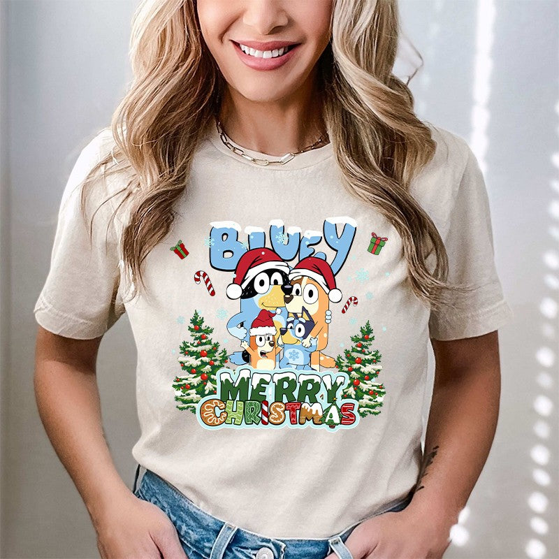 Christmas blue dog (DTF)