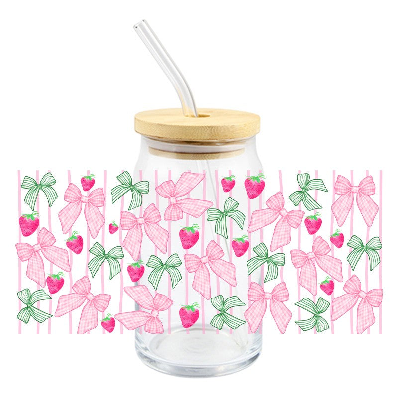 Strawberries and green/pink bows