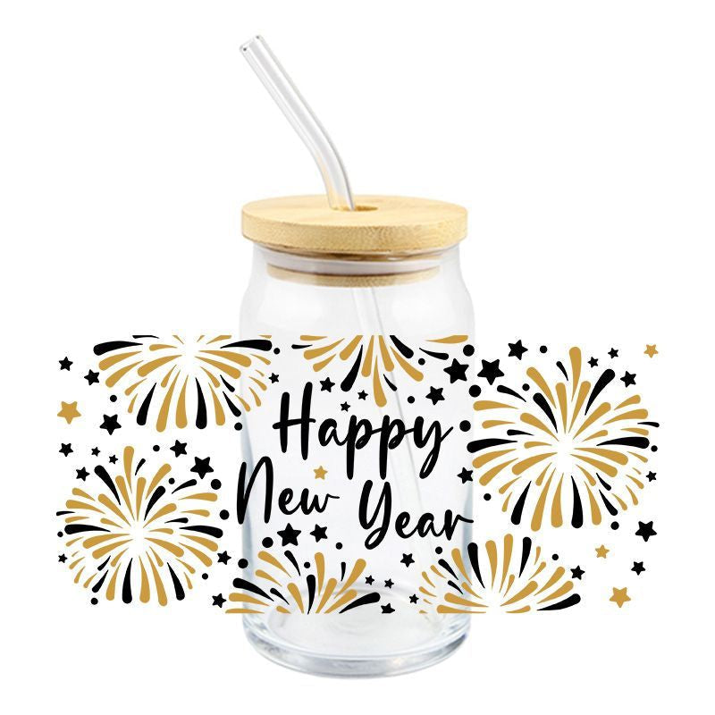 Happy New Year Glass Cup