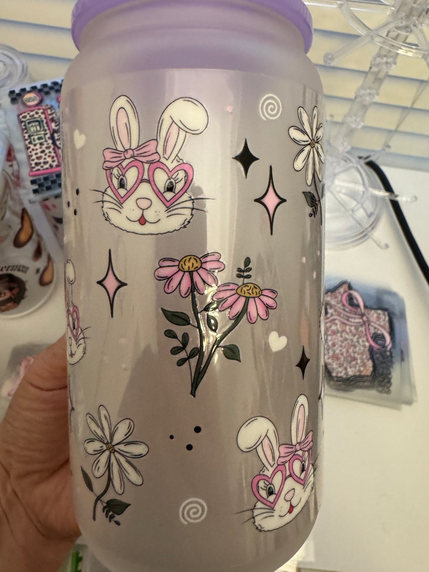 Easter Bunny Frosted Glass
