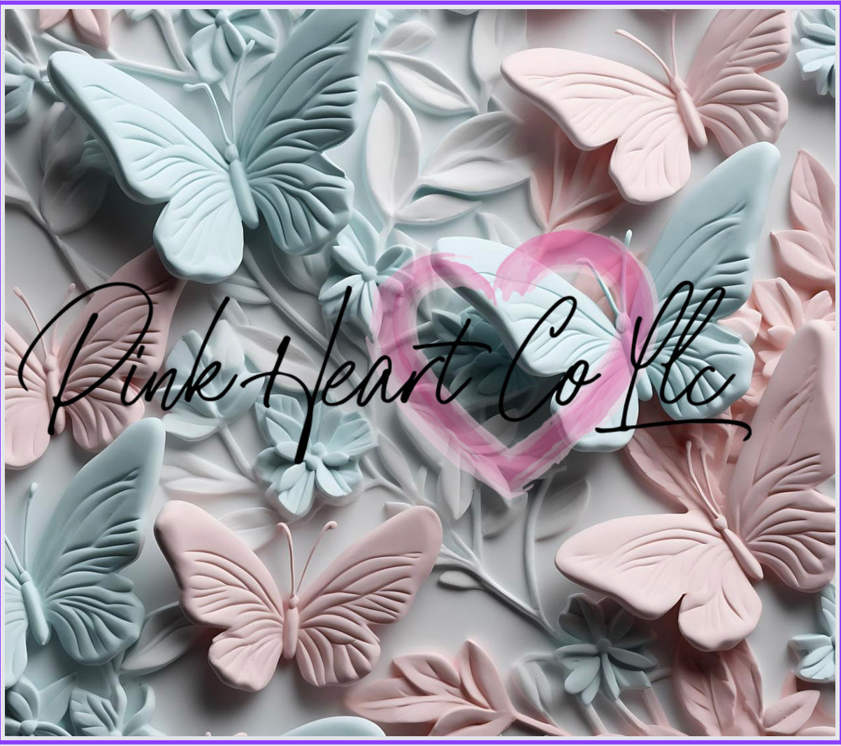 3D Tumbler Butterfly Blue and Pink