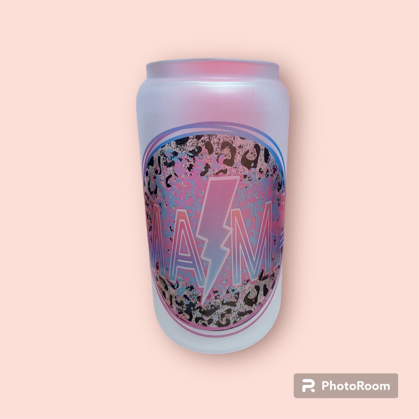 Mama Purple Lighting Bolt Frosted Glass