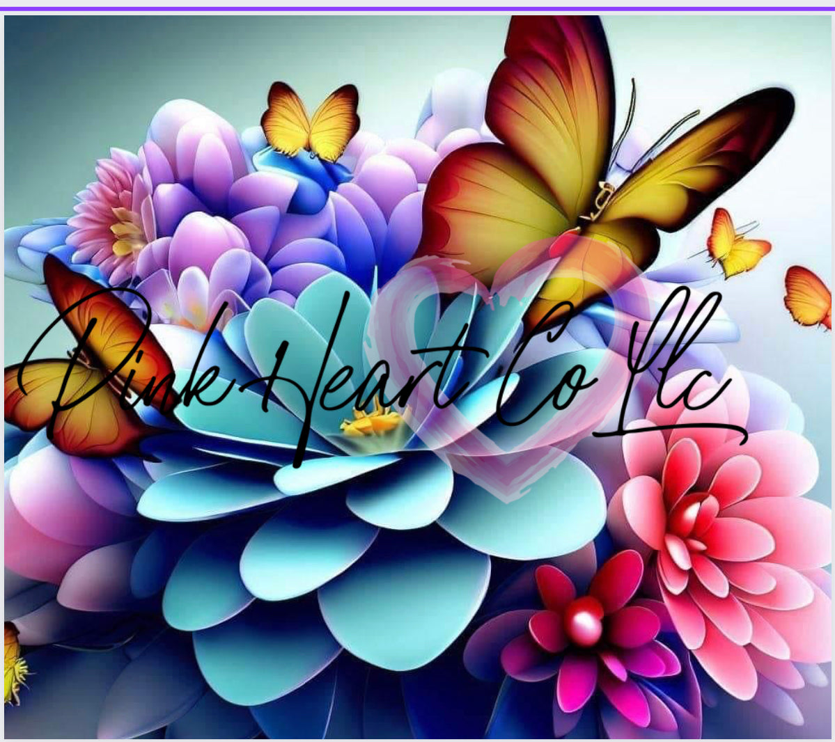 3D Tumbler Butterfly and flowers