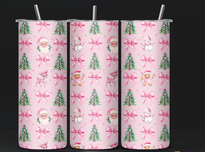 Pink Merry Christmas Tumbler