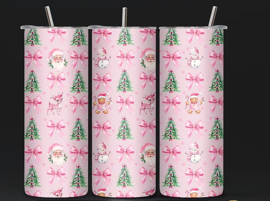 Pink Merry Christmas Tumbler