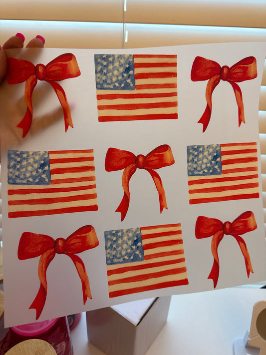America Flag and Bows (DTF)