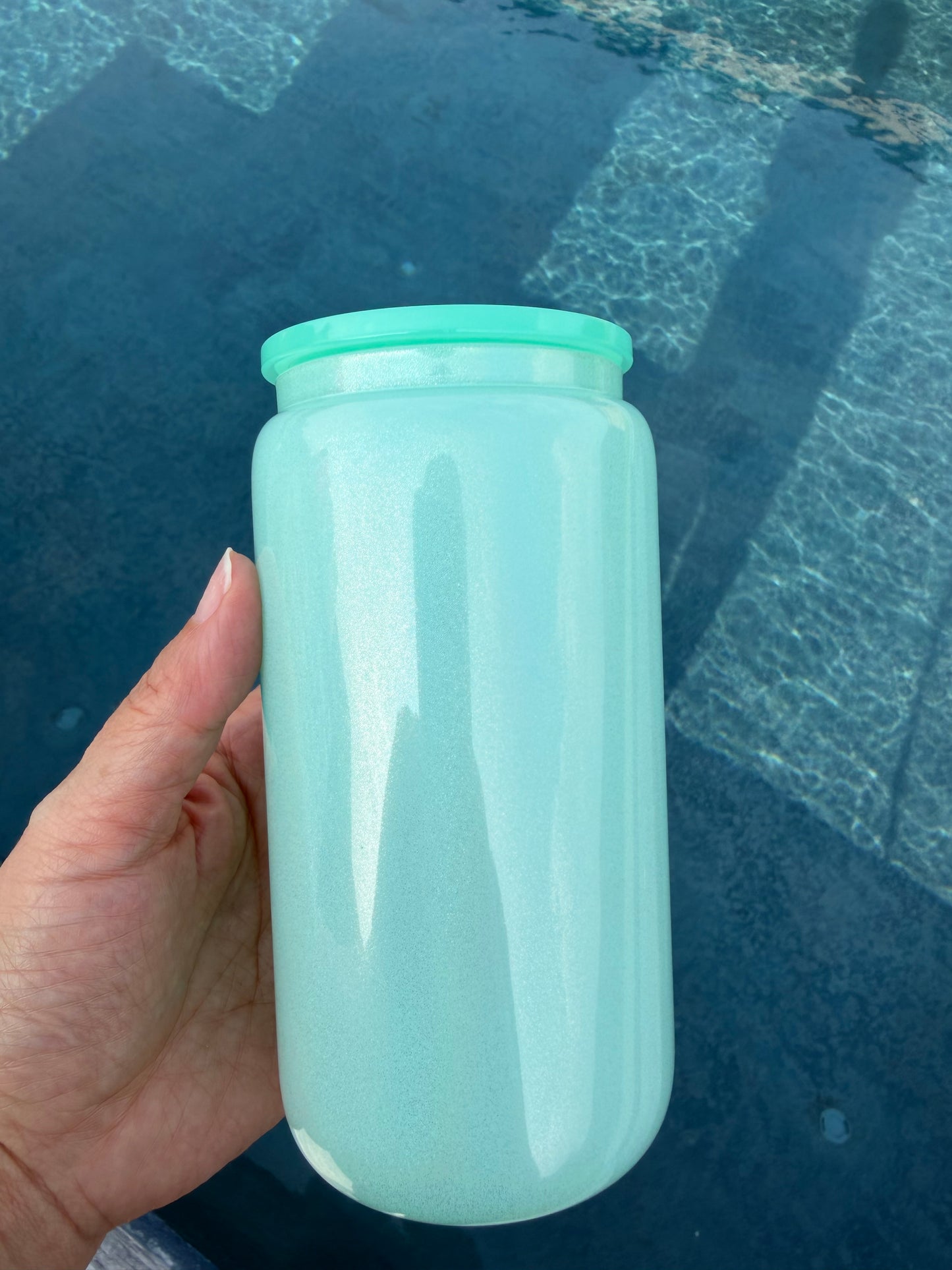 Sublimation 16oz Shimmer Glitter Glass Can with Plastic Lid (Copy)