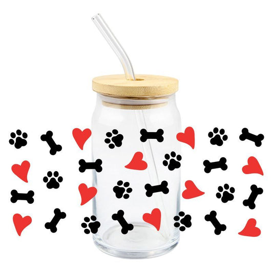 Dog Paws Red Hearts