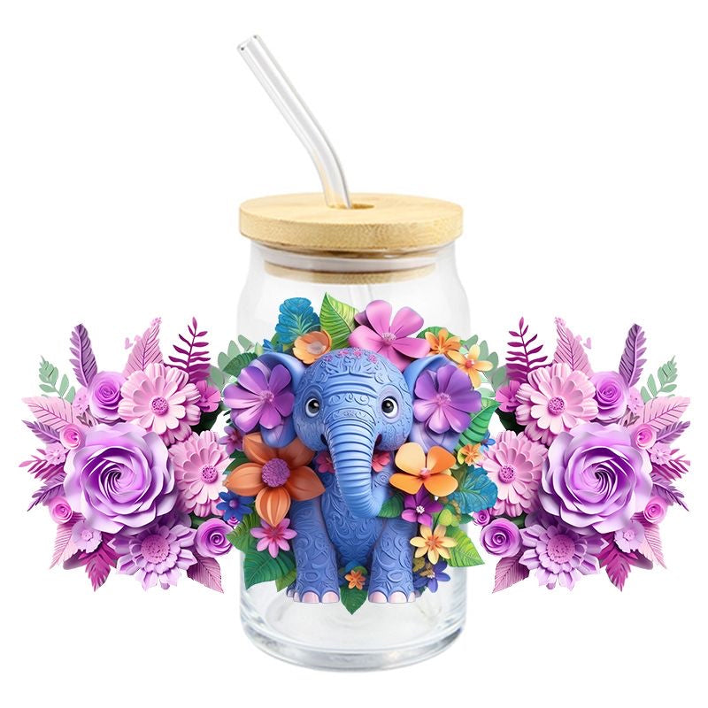 Purple Flowers Elephant