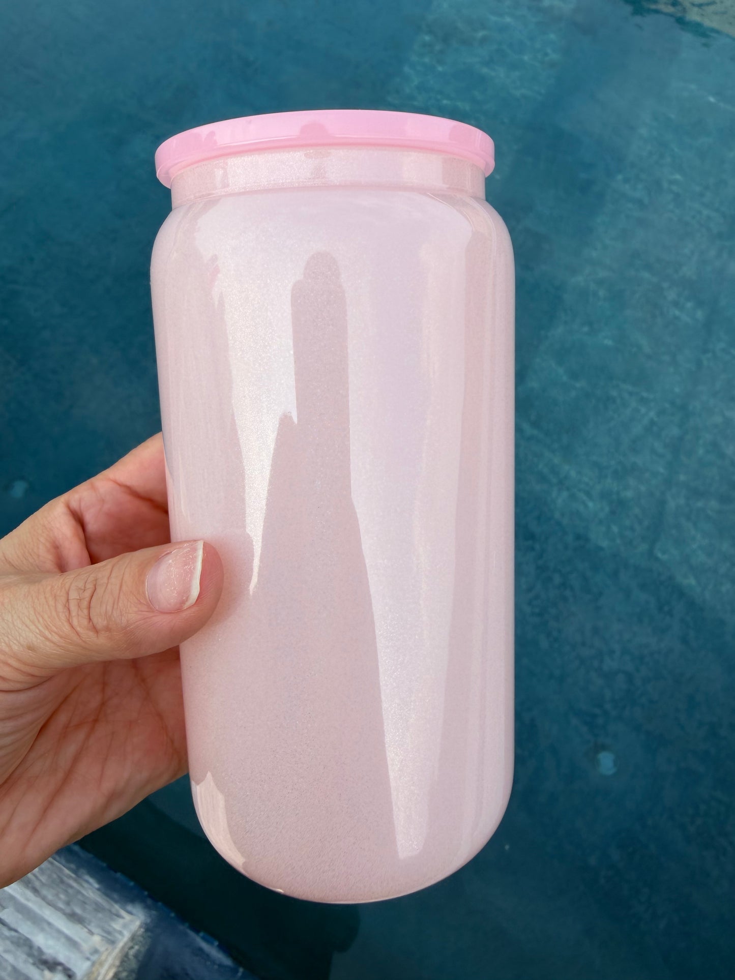 Sublimation 16oz Shimmer Glitter Glass Can with Plastic Lid (Copy)