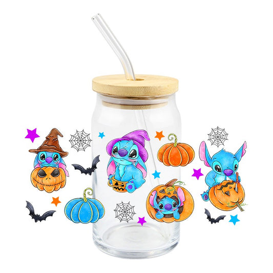 Blue Alien and Pumpkins