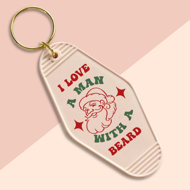 I love a man with a beard-UVDTF Keychain Decal