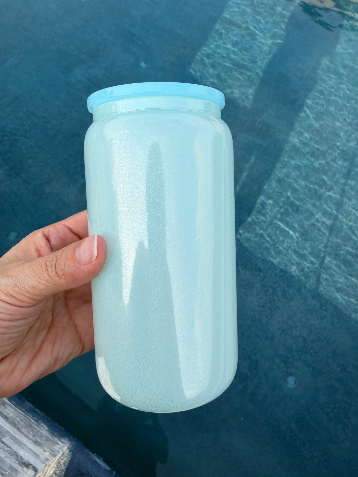 Sublimation 16oz Shimmer Glitter Glass Can with Plastic Lid (Copy)