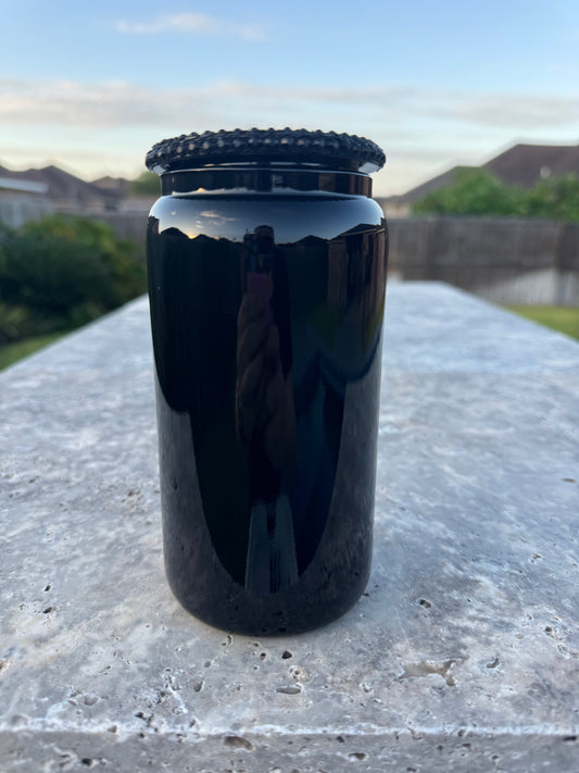 Bling Lid Black Glass Can