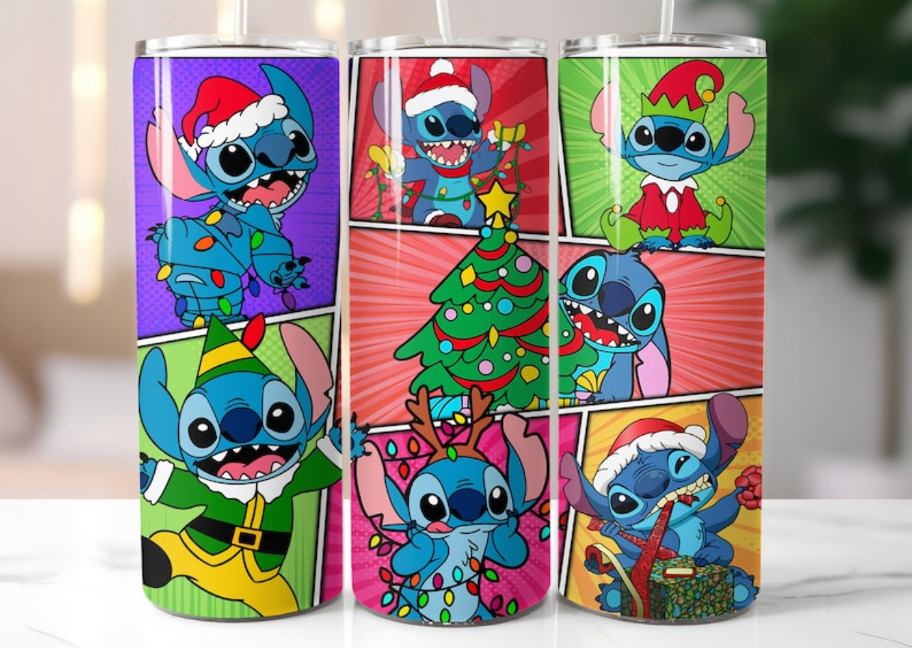 Blue Alien Christmas Tumbler