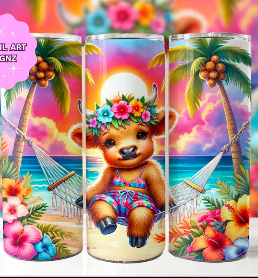 Summer Highland Cow Tumbler