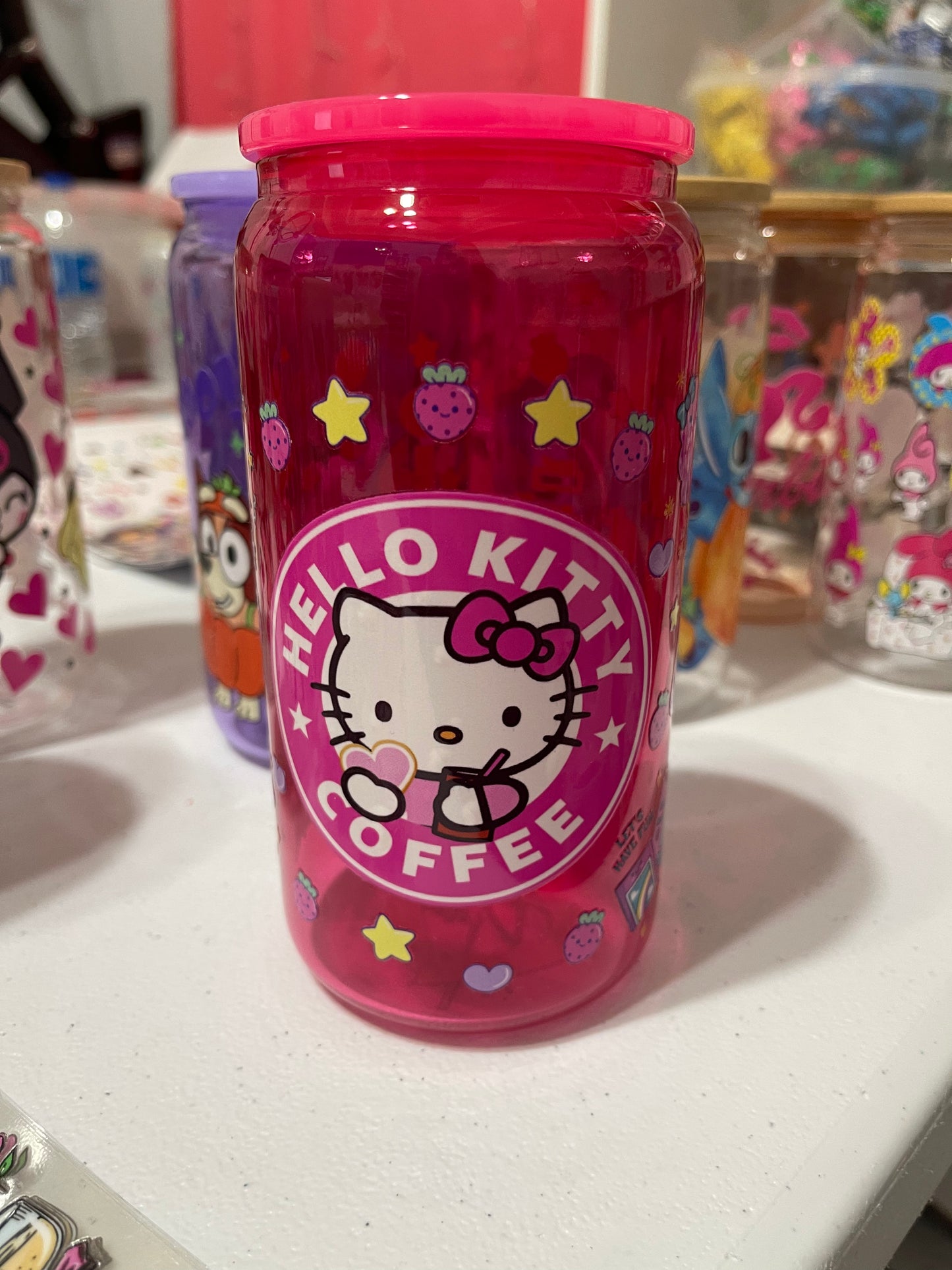 A Hk Coffee Pink Glass