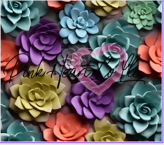 3D Tumbler Multicolor Flowers