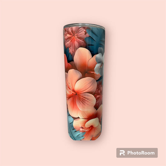 3D Pink Flower Tumbler